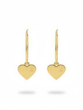 Upcycled Gold LV Louis Vuitton Stamped Charm Hoop Earrings